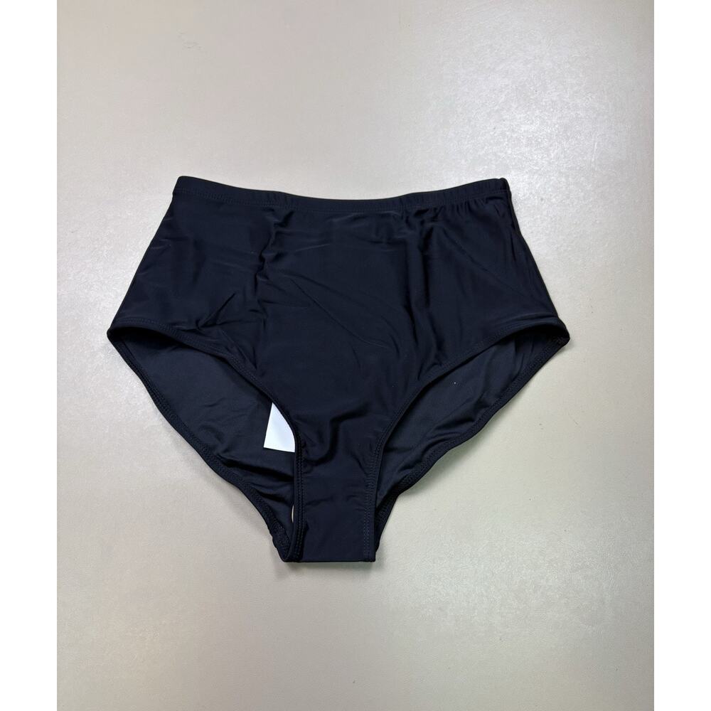 Annbon Women’s Swim Bottoms Black High Waisted Bikini Bottom Size M NWT